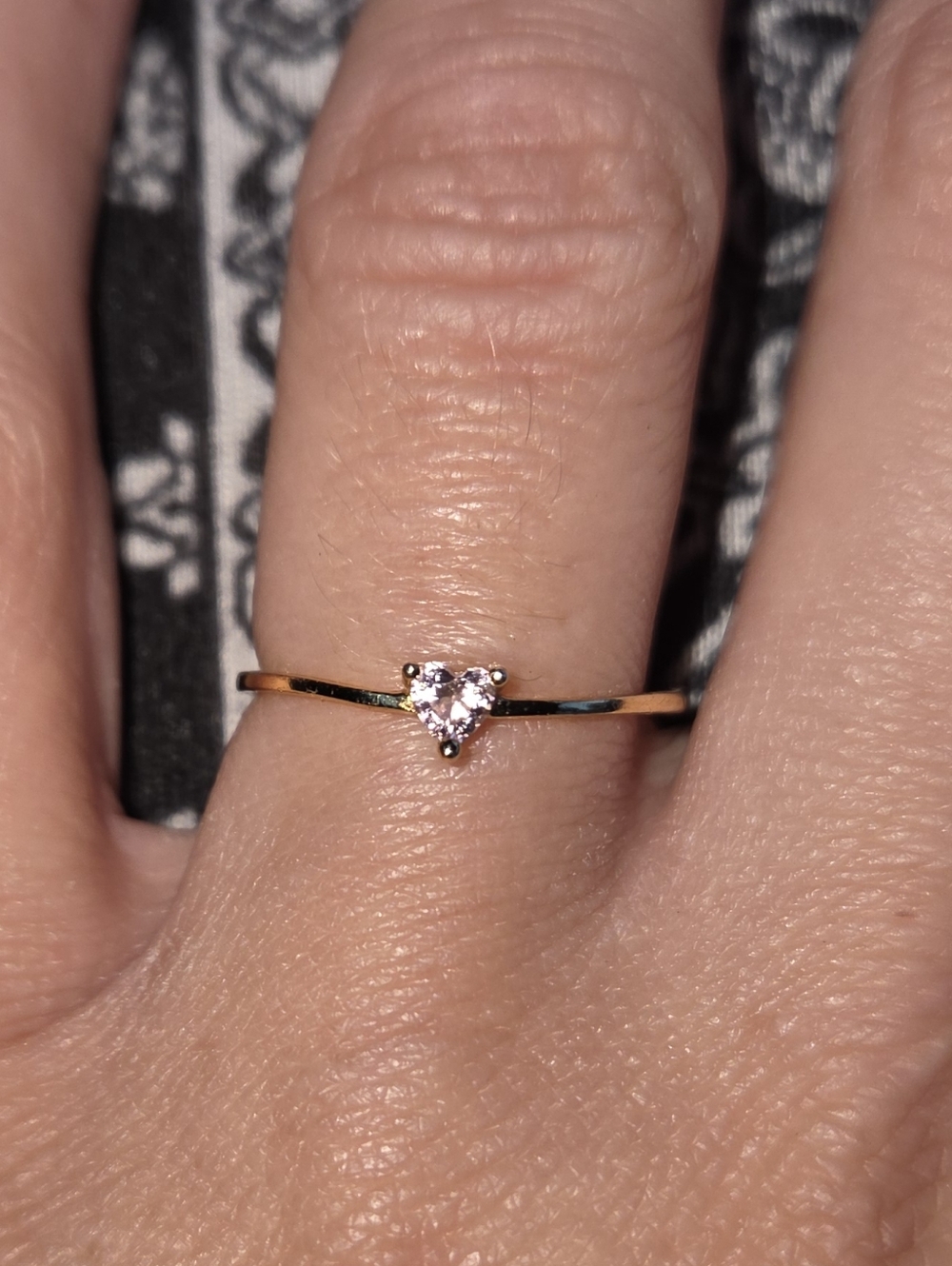Dainty S925 Silver Ring with Pink Cubic Zirconia Heart Women's Size 5 NIB